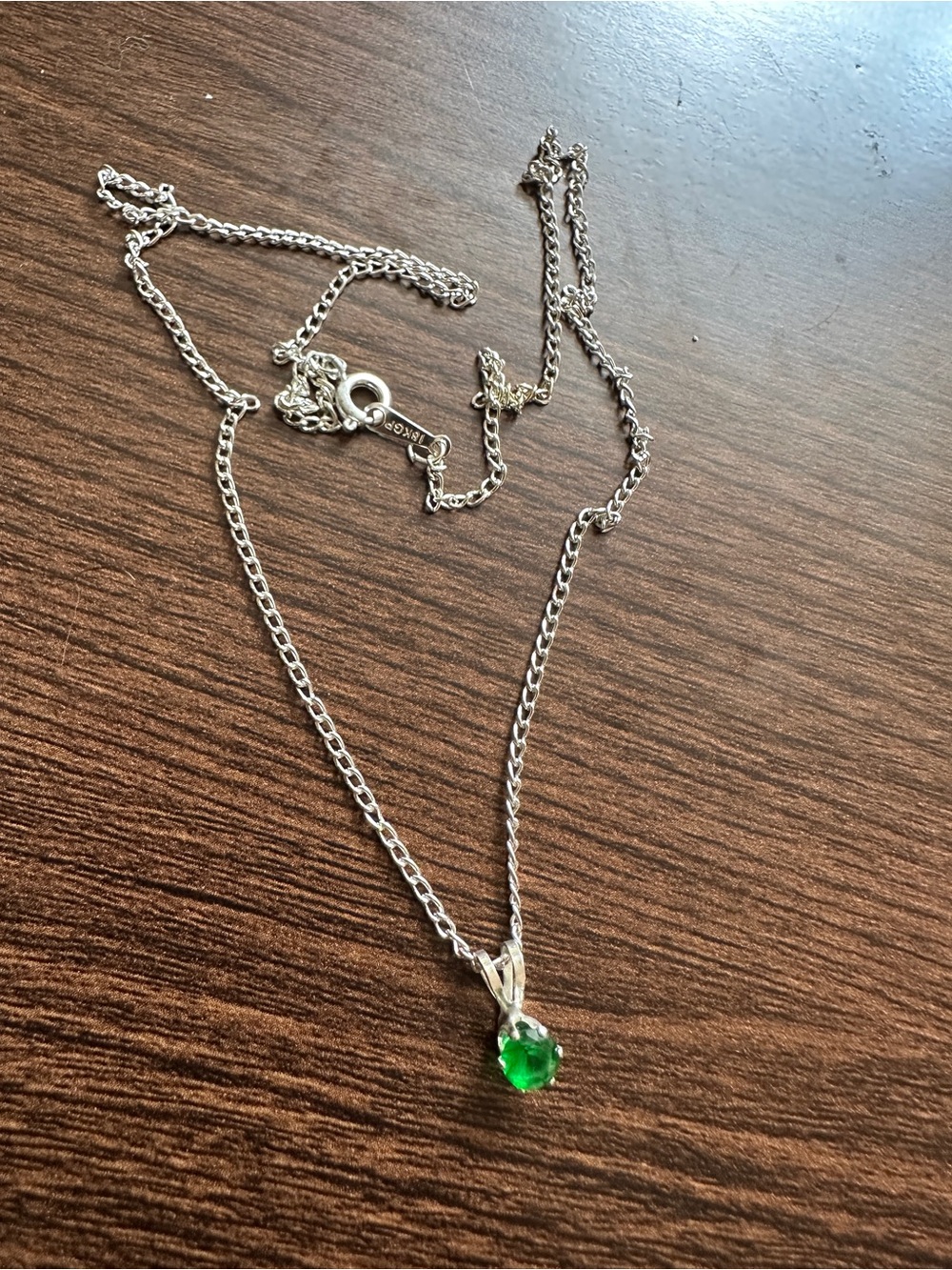 18 k gold plated Necklace with Green Gemstone Pendant